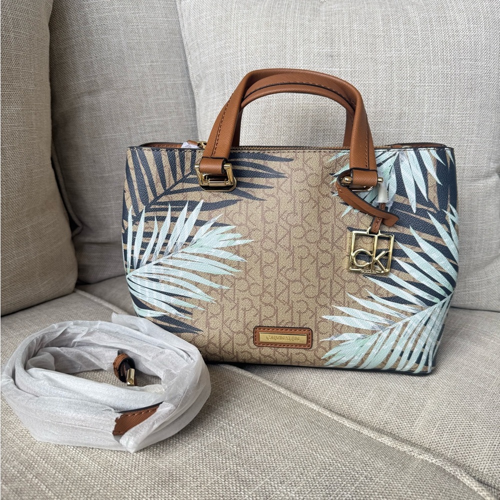 Calvin Klein Hayden palm print satchel bag New